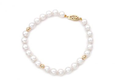 TBS Creations Βραχιόλι με μαργαριτάρια Fresh Water Pearl από χρυσό 14 καρατίων BSB111030 - TBS Creations - 