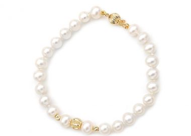 TBS Creations Βραχιόλι με μαργαριτάρια Fresh Water Pearl από χρυσό 14 καρατίων BSB113159 - TBS Creations - 