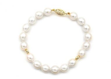 TBS Creations Βραχιόλι με μαργαριτάρια Fresh Water Pearl από χρυσό 14 καρατίων BSB113325 - TBS Creations - 