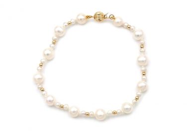 TBS Creations Βραχιόλι με μαργαριτάρια Fresh Water Pearl από χρυσό 14 καρατίων BSB114084 - TBS Creations - 