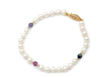 TBS Creations Βραχιόλι με μαργαριτάρια Fresh Water Pearl από χρυσό 14 καρατίων BSB114463 - TBS Creations - 