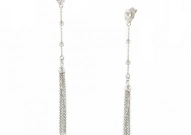 TBS Creations Σκουλαρίκια από λευκόχρυσο 14 καρατίων BSE101225 - TBS Creations - 