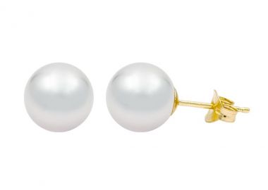 TBS Creations Σκουλαρίκια με μαργαριτάρια Akoya θαλάσσης Ιαπωνίας από χρυσό 14 καρατίων BSE111109 - TBS Creations - 