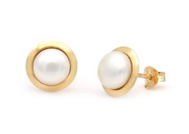 TBS Creations Σκουλαρίκια με μαργαριτάρια Fresh Water Pearl από χρυσό 14 καρατίων BSE110595 - TBS Creations - 