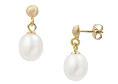 TBS Creations Σκουλαρίκια με μαργαριτάρια Fresh Water Pearl από χρυσό 14 καρατίων BSE110750 - TBS Creations - 
