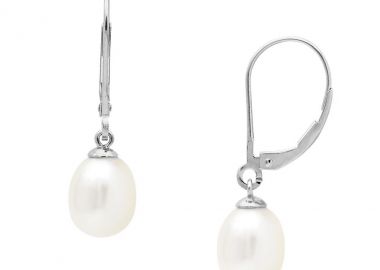 TBS Creations Σκουλαρίκια με μαργαριτάρια Fresh Water Pearl από λευκόχρυσο 14 καρατίων BSE110895 - TBS Creations - 