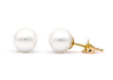 TBS Creations Σκουλαρίκια με μαργαριτάρια θαλάσσης Akoya Ιαπωνίας από χρυσό 14 καρατίων BSE110742 - TBS Creations - 