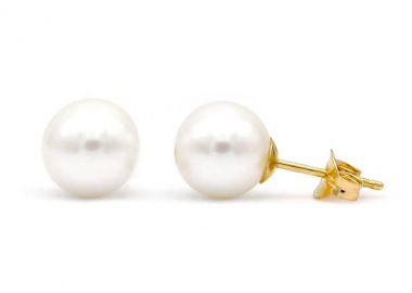 TBS Creations Σκουλαρίκια με μαργαριτάρια θαλάσσης Akoya Ιαπωνίας από χρυσό 14 καρατίων BSE110746 - TBS Creations - 