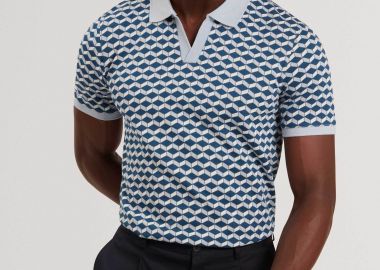 Ted Baker ανδρική μπλούζα πόλο με geometric jacquard pattern Slim Fit 