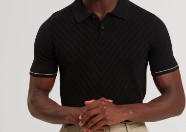 Ted Baker ανδρική πλεκτή μπλούζα πόλο με textured chevron pattern Regular Fit 