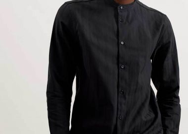 Ted Baker ανδρικό πουκάμισο με μάο γιακά - 274584 Μαύρο - TED BAKER - 