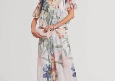 Ted Baker γυναικείο ψηλόμεσο παντελόνι πλισέ με floral print Wide Leg 