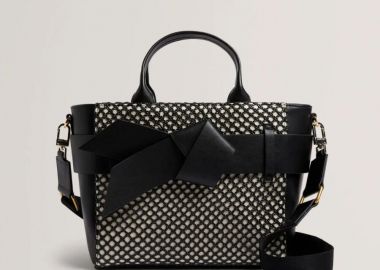 Ted Baker JEESA Soft PU Bow Canvas Mini Tote Bag 280322 Ασπρόμαυρο - Ted Baker - 