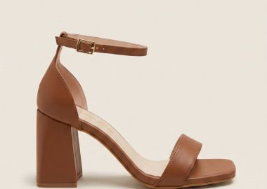 TFP Block Heel Sandals Ankle Strap - 1688 - Brown Matte - TFP - 