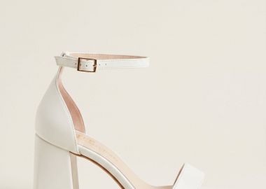 TFP Block Heel Sandals Ankle Strap - 1688 - White Matte - TFP - 