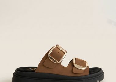 TFP Δερμάτινα Flatform Σανδάλια με αγκράφες - 4545 - Mocha - TFP - 