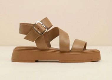TFP Δερμάτινα σανδάλια flatform - 728 - Μπεζ - TFP - 
