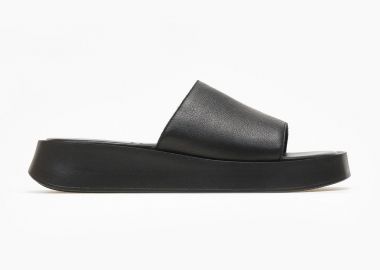 TFP Δερμάτινα σανδάλια flatform με φαρδιά φάσα - 202 - Μαύρο - TFP - 