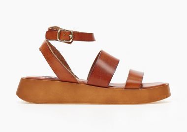 TFP Δερμάτινα σανδάλια flatforms με δύο φάσες - 217 - Ταμπά - TFP - 