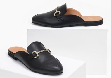 TFP flat mules με μεταλλική λεπτομέρεια - 400 - Μαύρο - TFP - 