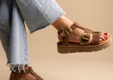 TFP Flatform Sandals Side Buckle - 1426 - Taupe Σουέτ - TFP - 
