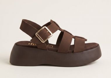TFP Flatform Sandals Wide Strap Buckle - 1610 - Καφέ Σουέτ - TFP - 