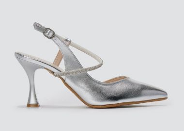 TFP Γόβες με λουράκι στη φτέρνα - 610 - Silver Metallic - TFP - 