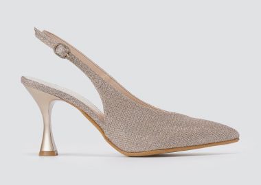 TFP Γόβες με V κόψιμο Slingback Kitten Heel - 0601 - Nude Lurex - TFP - 