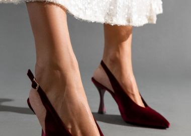 TFP Μυτερές Βελούδινες Γόβες Slingback - 802 (velvet) - Μπορντό - TFP - 