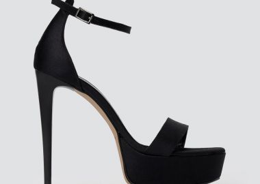 TFP Πέδιλα με λεπτό τακούνι - 1300 - Black Satin - TFP - 