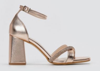 TFP Πέδιλα με λουράκι και στρας - 1630 - Matte Rose Gold - TFP - 