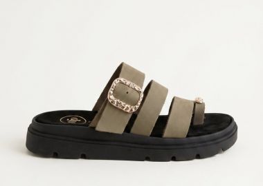 TFP Σανδάλια Flatform με λουράκι στο δάχτυλο - 4534 - Χακί - TFP - 