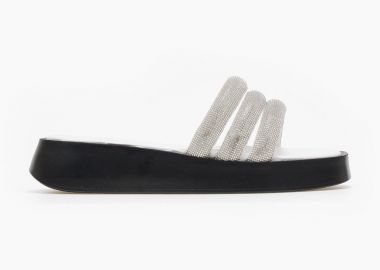 TFP Σανδάλια Flatform με στρας - 5555 - Λευκό - TFP - 