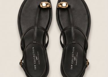 TFP Σανδάλια με Toe Ring και μεταλλική λεπτομέρεια - L13 MD VAMOS - Μαύρο Ματ - TFP - 
