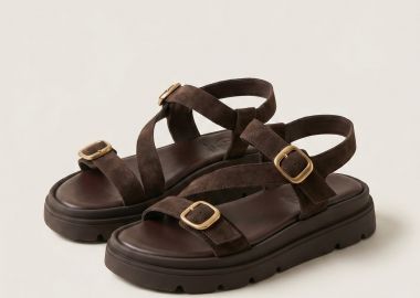 TFP Sandals Mini Buckle Detail - 551 - Dark Brown Suede - TFP - 