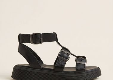 TFP Sandals Wide Strap Side Buckle - 323 - Μαύρο Ματ - TFP - 