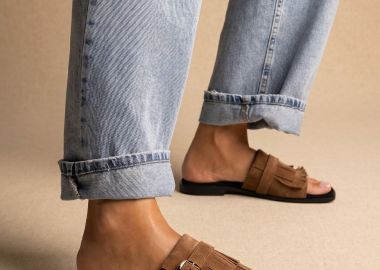 TFP Σουέντ πέδιλα με κρόσσια - I184 - Sand Suede - TFP - 