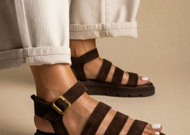 TFP Σουέντ σανδάλια με λουριά - 555 (καστόρι) - Dark Brown Suede - TFP - 