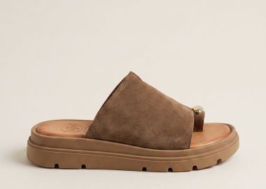 TFP Toe Ring Flatform Sandals - 505 - Taupe Σουέτ - TFP - 
