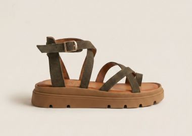 TFP Toe Ring Sandals Crossover - 510 - Khaki Green Suede - TFP - 