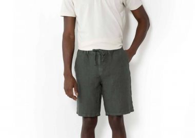 The Bostonians ανδρική λινή βερμούδα chino Regular Fit - EN0052025 Χακί - THE BOSTONIANS - 