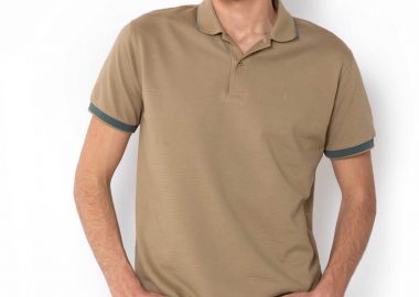 The Bostonians ανδρική μπλούζα πόλο πικέ με waffle pattern Regular Fit - PS1301 Καφέ Ανοιχτό - THE BOSTONIANS - 