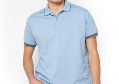 The Bostonians ανδρική μπλούζα πόλο πικέ με waffle pattern Regular Fit - PS1301 Μπλε Ανοιχτό - THE BOSTONIANS - 