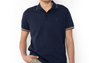 The Bostonians ανδρική μπλούζα πόλο πικέ με waffle pattern Regular Fit - PS1301 Μπλε Marine - THE BOSTONIANS - 