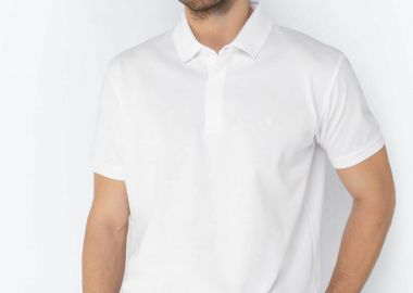 The Bostonians ανδρική πόλο μπλούζα πικέ pima cotton με κεντημένο λογότυπο Regular Fit Λευκό - THE BOSTONIANS - 