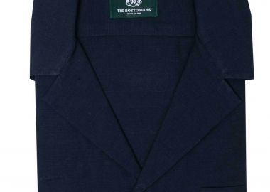 The Bostonians ανδρικό κοντομάνικο πουκάμισο flama Custom Fit - BLP2487 Μπλε Σκούρο - THE BOSTONIANS - 
