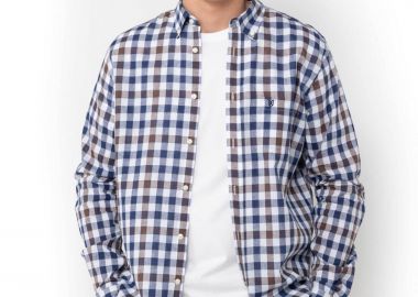 The Bostonians ανδρικό πουκάμισο button down με καρό σχέδιο και κεντημένο λογότυπο Regular Fit 