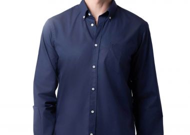 The Bostonians ανδρικό πουκάμισο button down μονόχρωμο με τσέπη και κεντημένο λογότυπο Regular Fit 