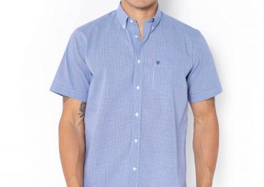 The Bostonians ανδρικό πουκάμισο poplin button down με καρό σχέδιο και κεντημένο λογότυπο Regular Fit 