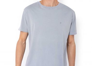 The Bostonians ανδρικό T-shirt μονόχρωμο με κεντημένο λογότυπο Regular Fit - TS1250 Γκρι - THE BOSTONIANS - 